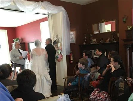 Couple wedding celebration with guests